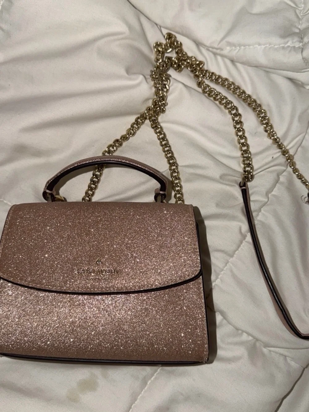 kate spade Rose Gold Glitter Top-Handle Satchel